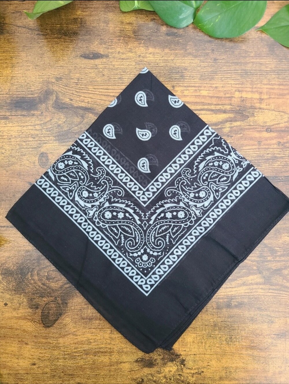 New Black Paisley Bandana, Cotton Bandana